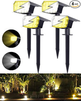Biling Warm/White/Nature 3 in 1 Solar Spot Lights for Outside, 4 Pack