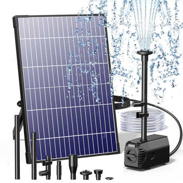 12W Solar Fountain Pump with Filtration & Anti-Dry Protection for Ponds