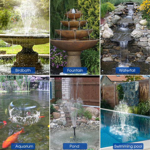 12W Solar Fountain Pump with Filtration & Anti-Dry Protection for Ponds