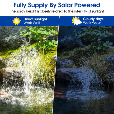 12W Solar Fountain Pump with Filtration & Anti-Dry Protection for Ponds