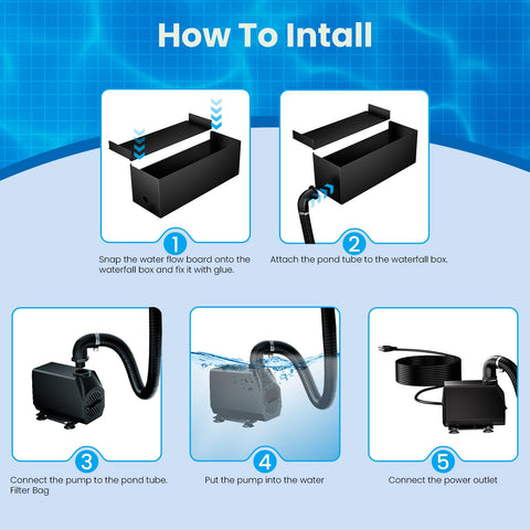 Biling 304 Stainless Steel Pond Waterfall Spillway Kit – 660GPH Pump