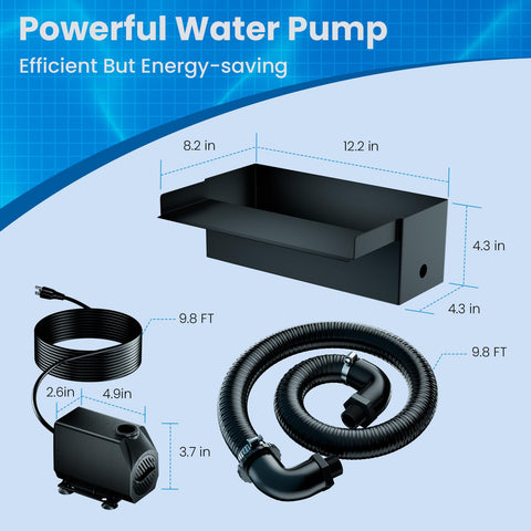 Biling 304 Stainless Steel Pond Waterfall Spillway Kit – 660GPH Pump