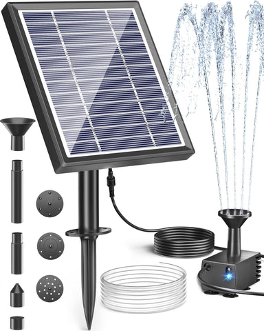 Biling Solar Fountain for Bird Bath & Small Ponds – 2.5W Kit