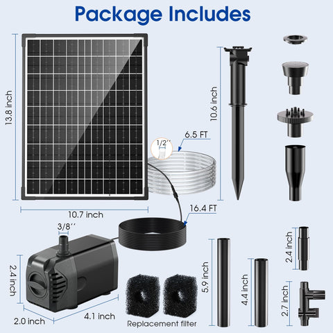 Biling 20W Solar Fountain Pump with Filtration & Anti-Dry