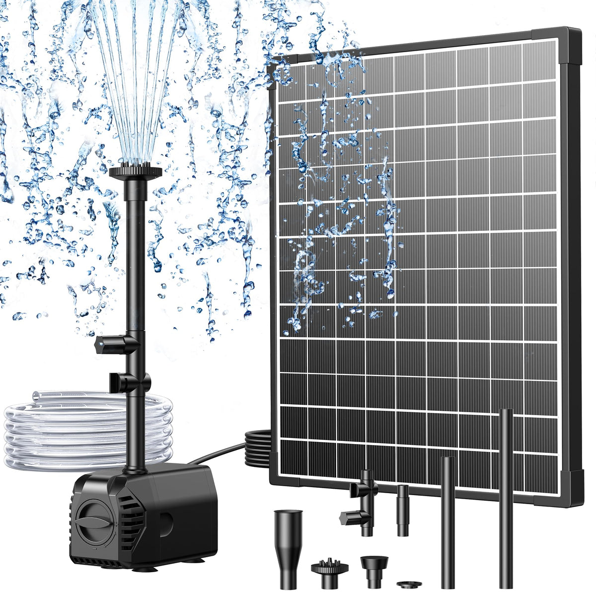 25W Solar Fountain Pump with Filtration & Anti-Dry Protection