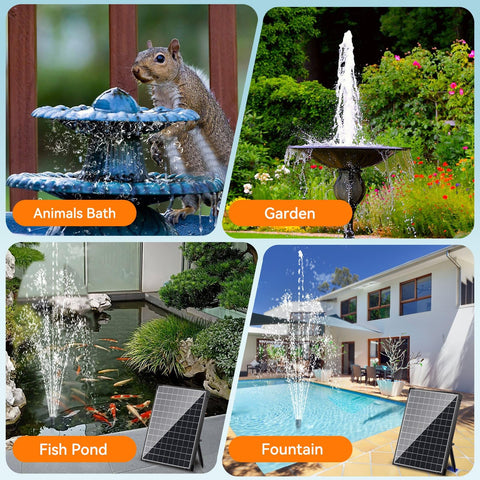 25W Solar Fountain Pump with Filtration & Anti-Dry Protection