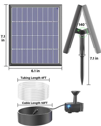 4.5W Solar Fountain Pump for Bird Bath with Auto-Off Protection