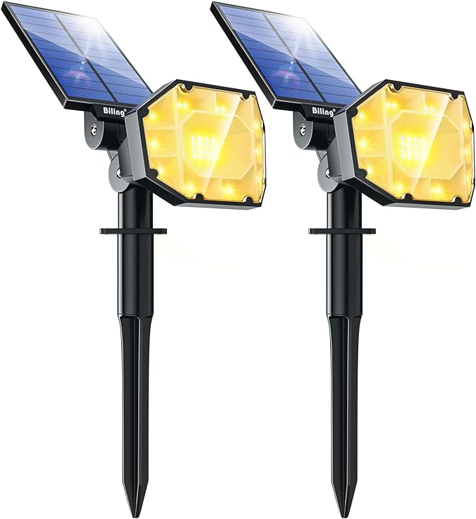 Biling 30 LEDs Solar Spot Lights Outdoor Warm 2pack