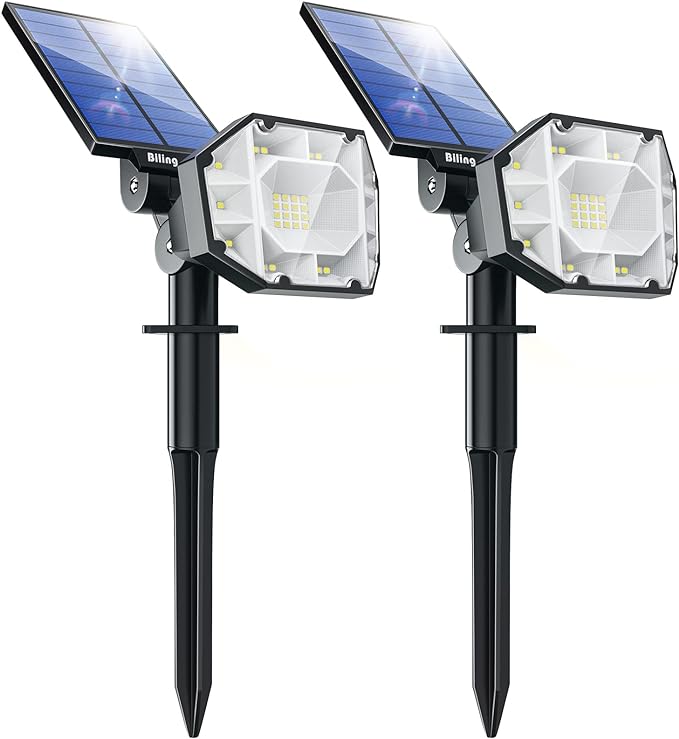 Biling 30 LEDs Solar Spot Lights Outdoor Warm 2pack