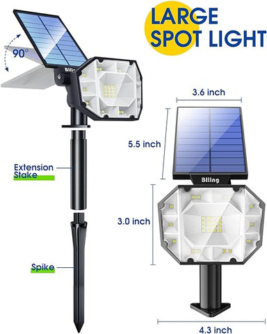 Biling 30 LEDs Solar Spot Lights Outdoor Warm 2pack