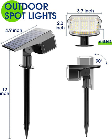Biling Warm/White/Nature 3 in 1 Solar Spot Lights Outdoor, 6 Pack