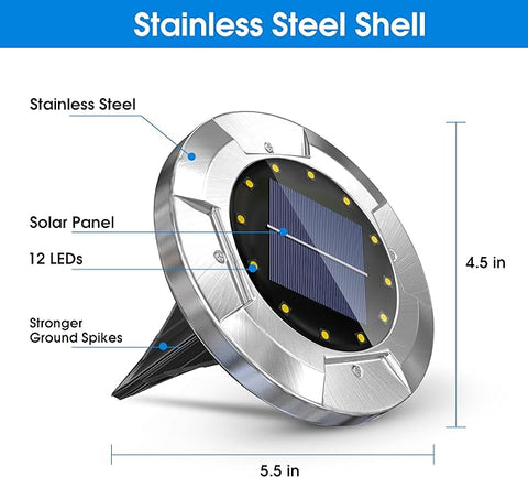 Biling Solar Lights Outdoor 12 Packs Walkway Driveway (White)