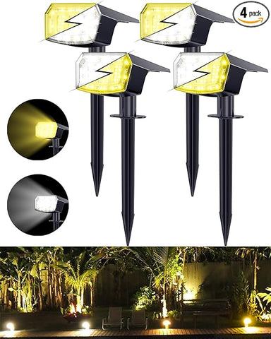 Biling Warm/White/Nature 3 in 1 Solar Spot Lights for Outside, 4 Pack