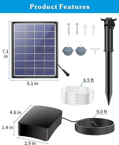 Biling Solar Aerator for Pond with 2200 mAh Battery Backup