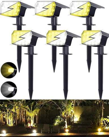 Biling Warm/White/Nature 3 in 1 Solar Spot Lights Outdoor, 6 Pack