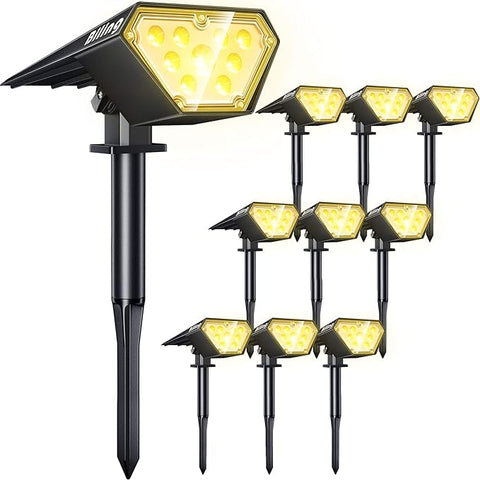 Biling Solar Spot Lights Outdoor, Bright 700 Lumen Solar Outdoor Lights  Warm White(10 Pack)