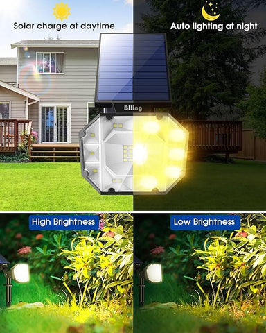 Biling 30 LEDs Solar Spot Lights Outdoor Warm 2pack