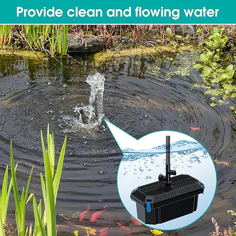 Biling Pond Filter with Water Pump Koi Pond Filter Box with 660GPH 110V/40W