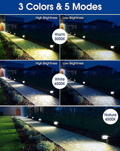 Biling Warm/White/Nature 3 in 1 Solar Spot Lights for Outside, 4 Pack