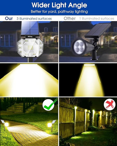 Biling 30 LEDs Solar Spot Lights Outdoor Warm 2pack