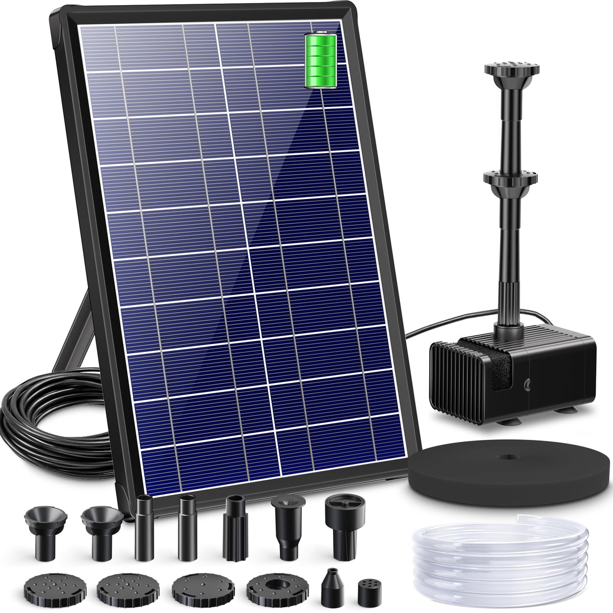 8W Solar Fountain Pump with 3600mAh Battery for Bird Bath & Pond