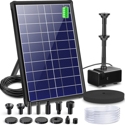 8W Solar Fountain Pump with 3600mAh Battery for Bird Bath & Pond