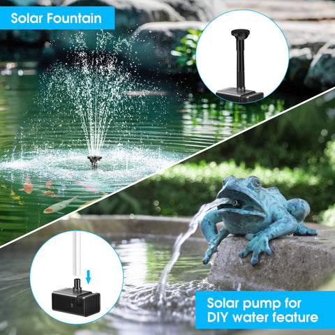 8W Solar Fountain Pump with 3600mAh Battery for Bird Bath & Pond