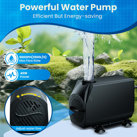Biling 8" 304 Stainless Steel Pond Waterfall Kit with 660GPH Pump