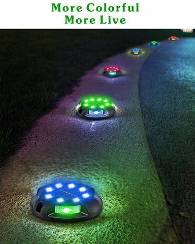 Biling Solar Pathway Lights - 8 Pack Multi Color Outdoor Uplight Sidelight Ground Lights for Yard Walkway Garden Halloween Decorations