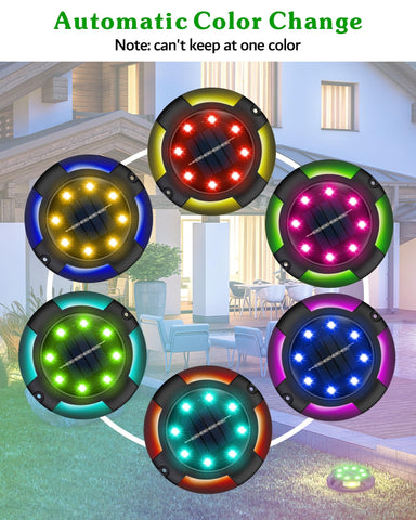 Biling Solar Pathway Lights - 8 Pack Multi Color Outdoor Uplight Sidelight Ground Lights for Yard Walkway Garden Halloween Decorations