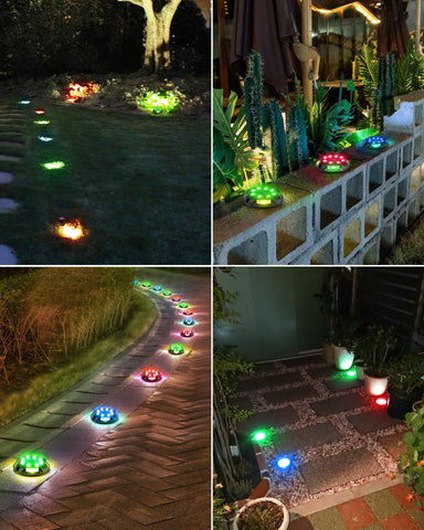 Biling Solar Pathway Lights - 8 Pack Multi Color Outdoor Uplight Sidelight Ground Lights for Yard Walkway Garden Halloween Decorations