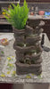 5-Tier Cascading Rock Outdoor Fountain with LED Lights & Fern (Brown)