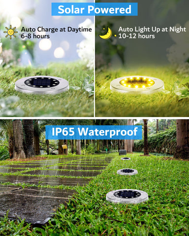 Biling Solar Outdoor Lights 12 Pack Warm