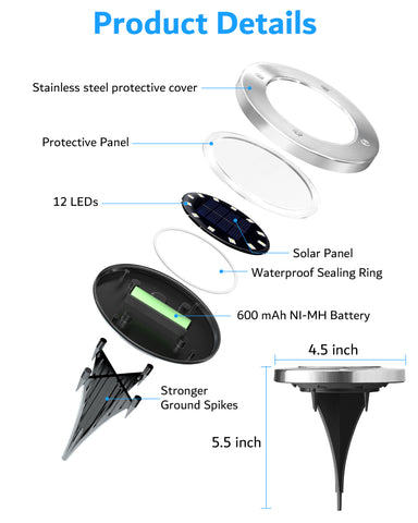Biling Solar Outdoor Lights 12 Pack White