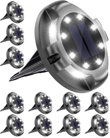 Biling Solar Pathway Lights Outdoor Uplight Sidelight, 12 Packs white