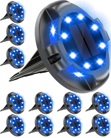 Biling Solar Pathway Lights Outdoor Uplight Sidelight 12 Packs Blue