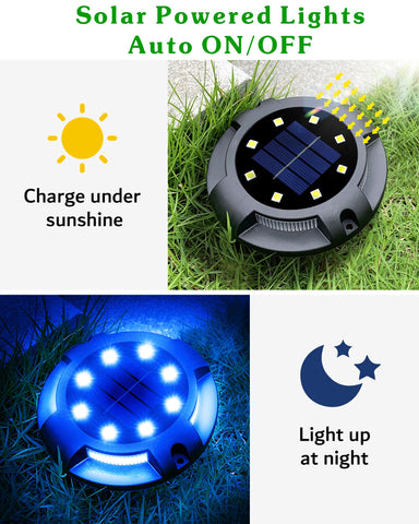 Biling Solar Pathway Lights Outdoor Uplight Sidelight 12 Packs Blue