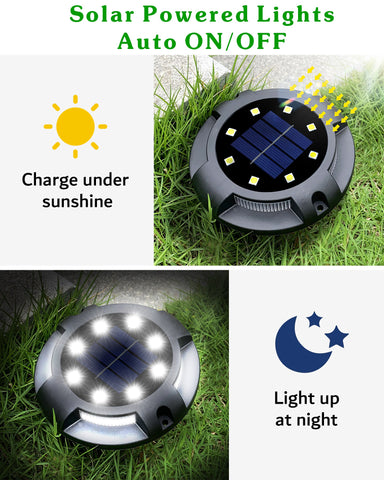 Biling Solar Pathway Lights Outdoor Uplight Sidelight, 12 Packs white