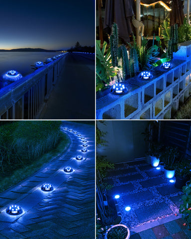 Biling Solar Pathway Lights Outdoor Uplight Sidelight 12 Packs Blue