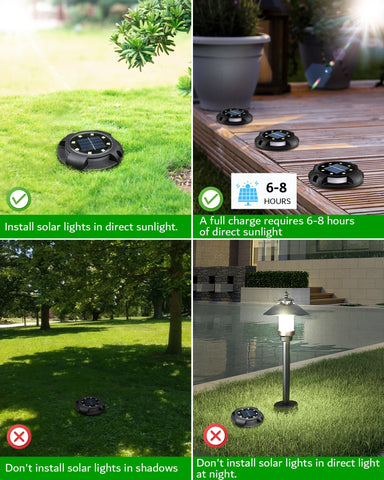 Biling Solar Pathway Lights Outdoor Uplight Sidelight, 12 Packs white